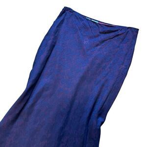 DKNY Petite Vintage Silk Blend Purple Floral Maxi Skirt